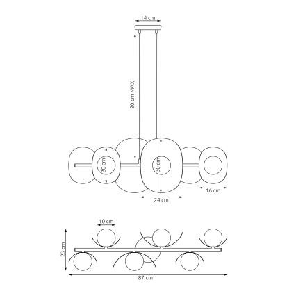 Lampadario a sospensione ELEMENTI 6xG9/8W/230V bianco