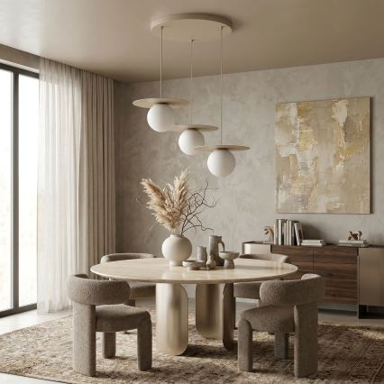 Lampadario a sospensione FLAT 3xE27/15W/230V beige