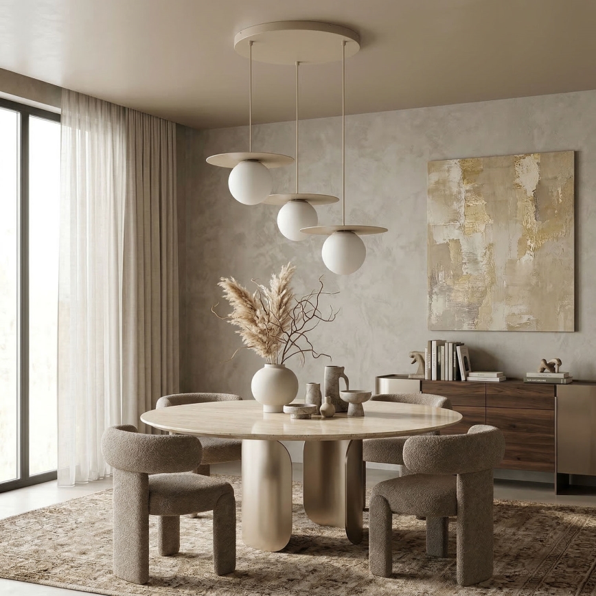 Lampadario a sospensione FLAT 3xE27/15W/230V beige