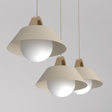 Lampadario a sospensione FUNDA 3xE27/15W/230V beige