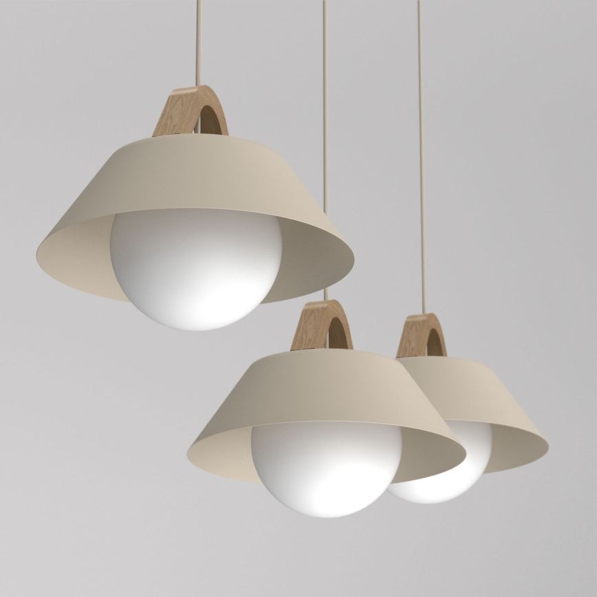 Lampadario a sospensione FUNDA 3xE27/15W/230V beige