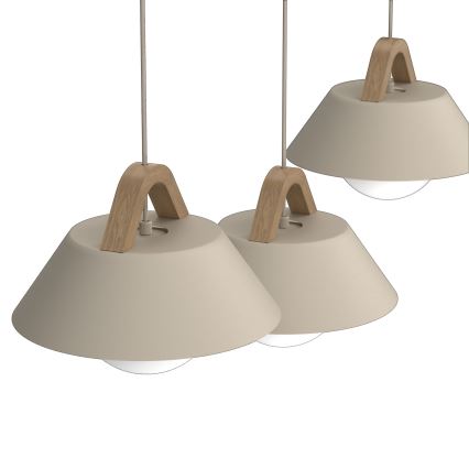 Lampadario a sospensione FUNDA 3xE27/15W/230V beige