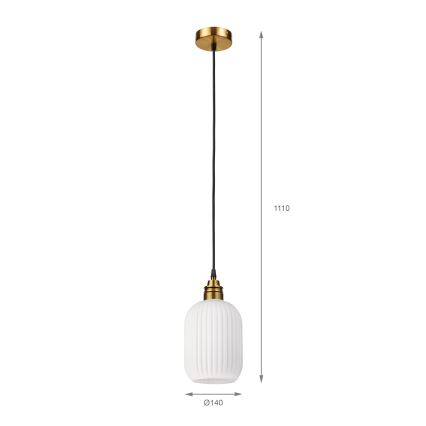 Lampadario a sospensione HECTOR con cavo 1xE27/15W/230V bianco/ottone Ø 14 cm