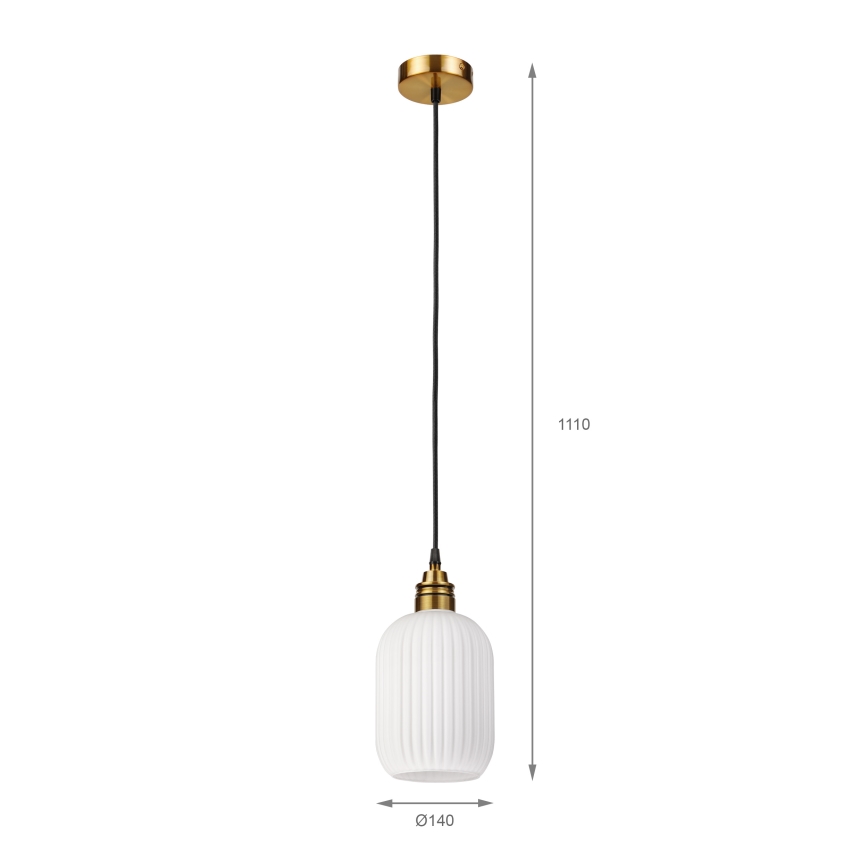 Lampadario a sospensione HECTOR con cavo 1xE27/15W/230V bianco/ottone Ø 14 cm