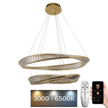 Lampadario a sospensione in cristallo dimmerabile a LED su cavo LED/90W/230V 3000-6500K oro/cromo con telecomando
