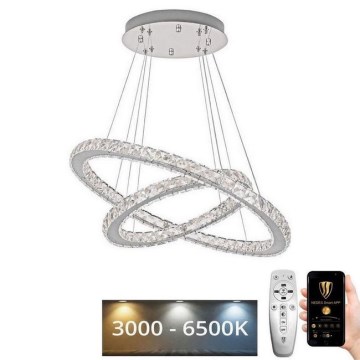 Lampadario a sospensione in cristallo dimmerabile LED su cavo LED/115W/230V 3000-6500K argento + telecomando