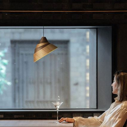 Lampadario a sospensione in legno con cavo 1xE27/60W/230V Ø 33 cm massello/rovere/noce/legno di caucciù