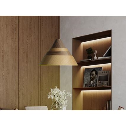 Lampadario a sospensione in legno con cavo 1xE27/60W/230V Ø 33 cm massello/rovere/noce/legno di caucciù