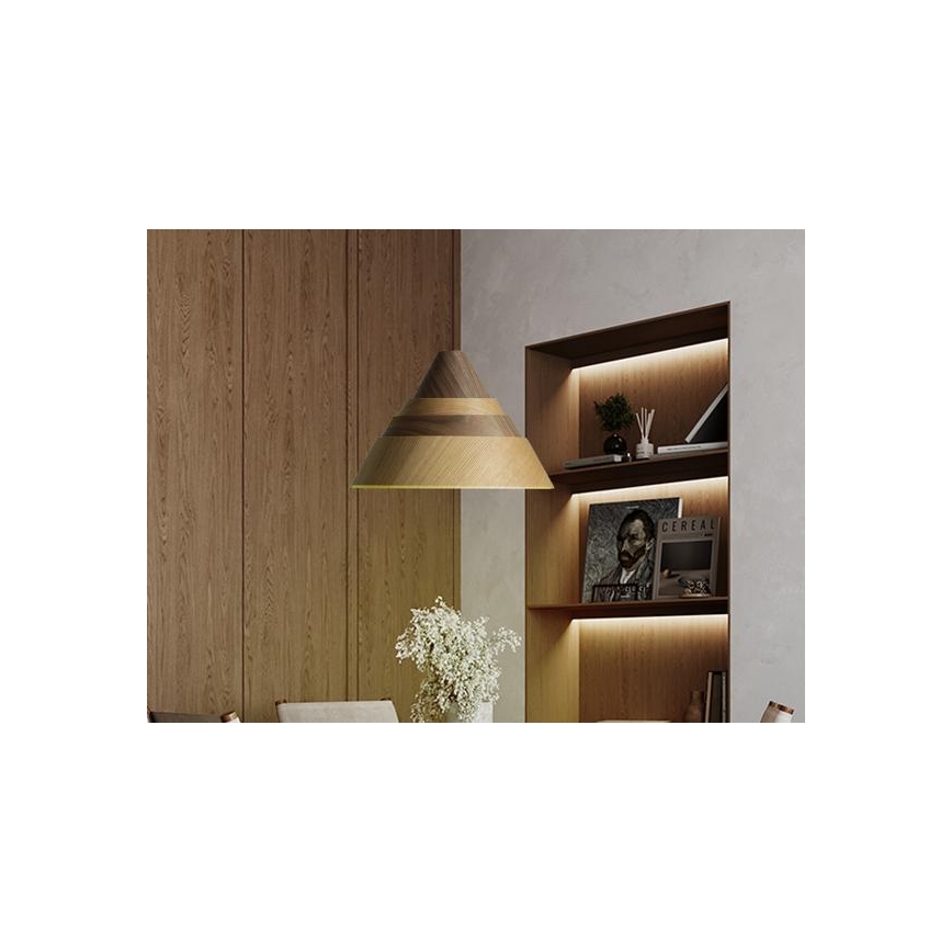 Lampadario a sospensione in legno con cavo 1xE27/60W/230V Ø 33 cm massello/rovere/noce/legno di caucciù