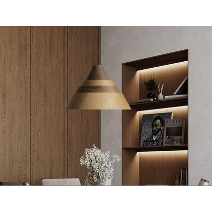 Lampadario a sospensione in legno con cavo 1xE27/60W/230V Ø 33 cm massello/rovere/noce/legno di caucciù