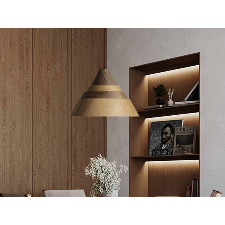 Lampadario a sospensione in legno con cavo 1xE27/60W/230V Ø 33 cm massello/rovere/noce/legno di caucciù