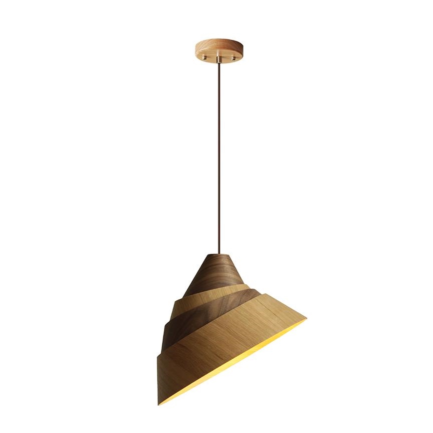 Lampadario a sospensione in legno con cavo 1xE27/60W/230V Ø 33 cm massello/rovere/noce/legno di caucciù