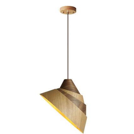 Lampadario a sospensione in legno con cavo 1xE27/60W/230V Ø 33 cm massello/rovere/noce/legno di caucciù