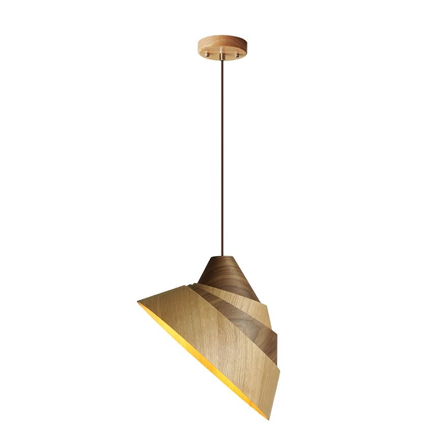 Lampadario a sospensione in legno con cavo 1xE27/60W/230V Ø 33 cm massello/rovere/noce/legno di caucciù