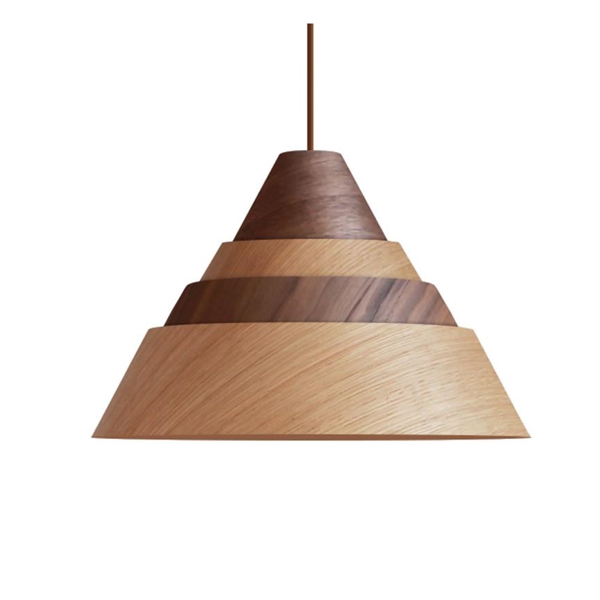 Lampadario a sospensione in legno con cavo 1xE27/60W/230V Ø 33 cm massello/rovere/noce/legno di caucciù