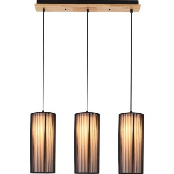 Lampadario a sospensione KIOTO 3xE27/40W/230V nero/faggio