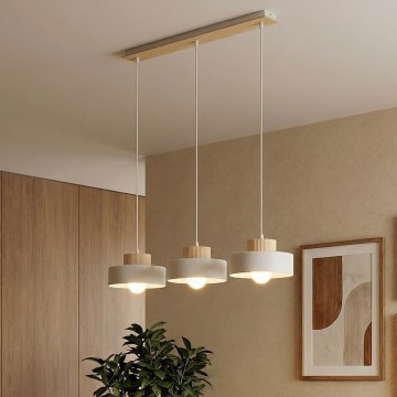 Lampadario a sospensione KIVI 3xE27/15W/230V bianco