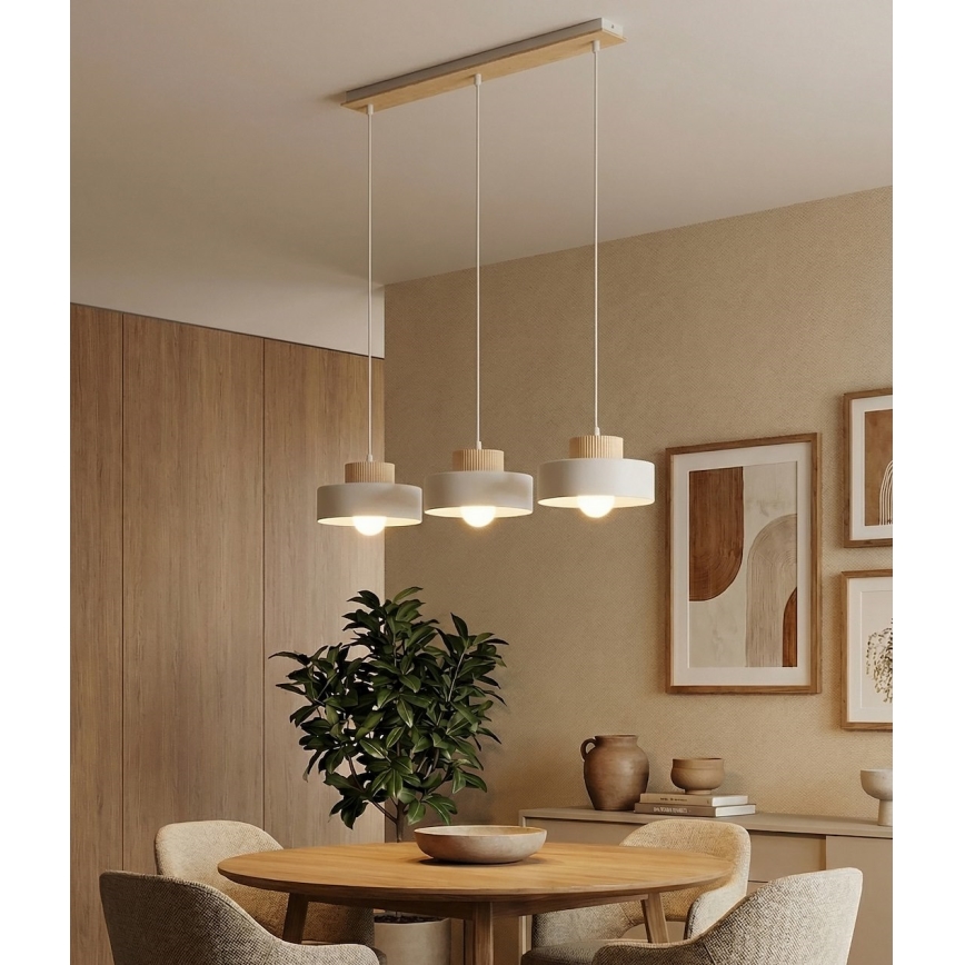Lampadario a sospensione KIVI 3xE27/15W/230V bianco