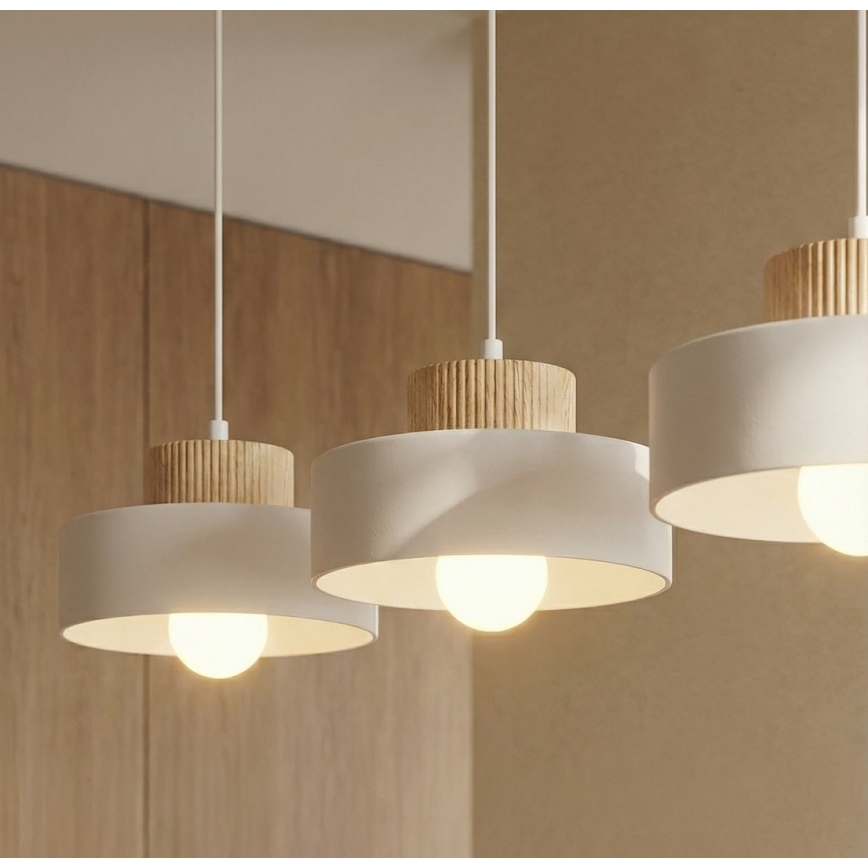 Lampadario a sospensione KIVI 3xE27/15W/230V bianco