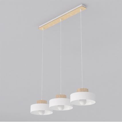 Lampadario a sospensione KIVI 3xE27/15W/230V bianco