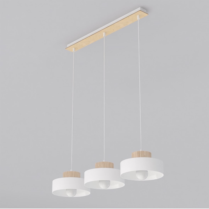 Lampadario a sospensione KIVI 3xE27/15W/230V bianco