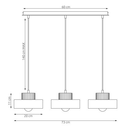 Lampadario a sospensione KIVI 3xE27/15W/230V bianco