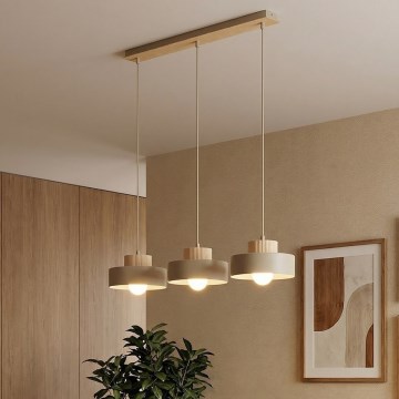 Lampadario a sospensione KIVI su cavo 3xE27/15W/230V beige