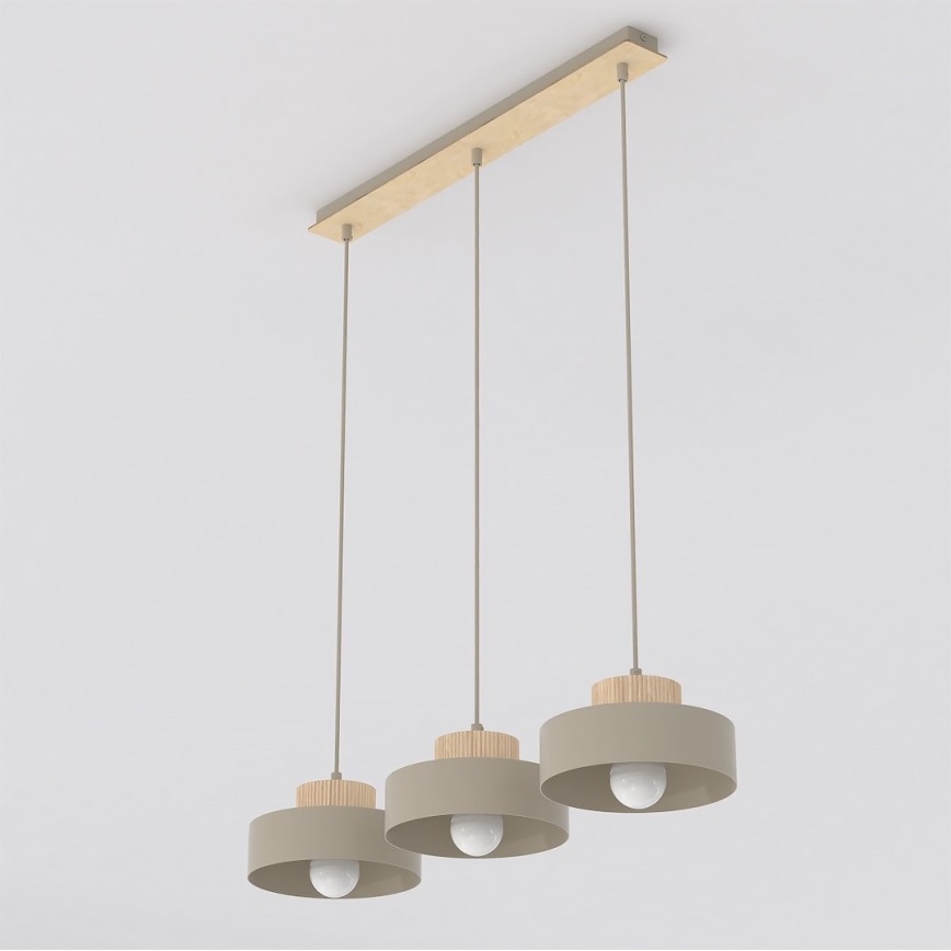 Lampadario a sospensione KIVI su cavo 3xE27/15W/230V beige