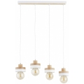 Lampadario a sospensione LARSO 4xE27/15W/230V bianco/beige