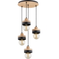 Lampadario a sospensione LARSO 4xE27/15W/230V nero/beige