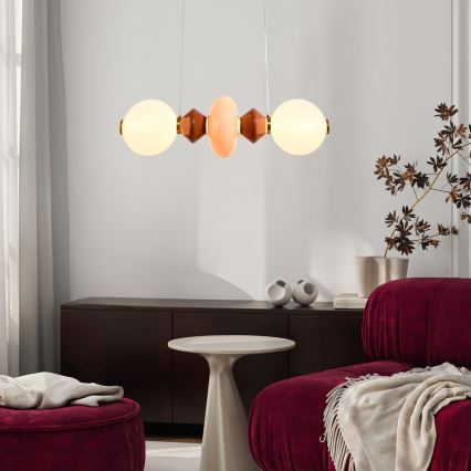 Lampadario a sospensione LED con cavo FLORES LED/15W/230V oro/arancione/marrone