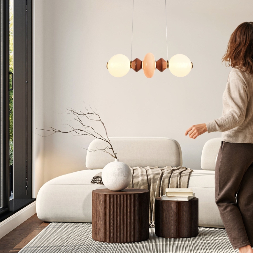 Lampadario a sospensione LED con cavo FLORES LED/15W/230V oro/arancione/marrone