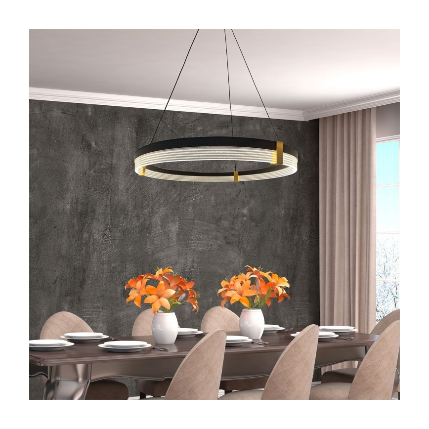 Lampadario a sospensione LED su cavo TRIANGLE LED/40W/230V 3000/4000/6000K Ø 60 cm nero