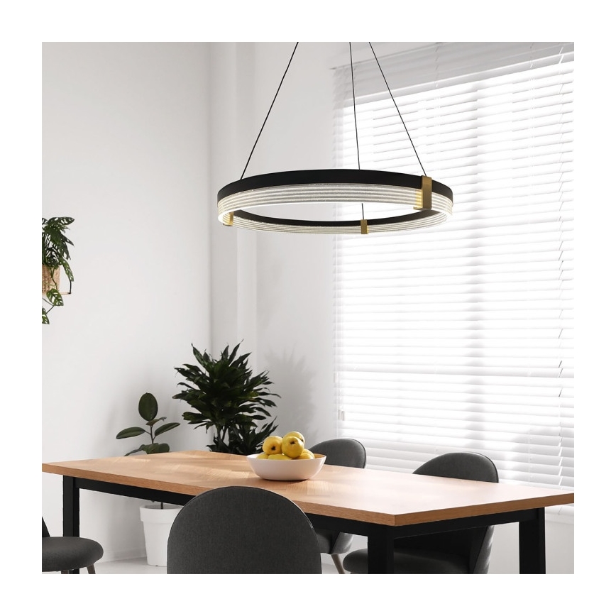 Lampadario a sospensione LED su cavo TRIANGLE LED/40W/230V 3000/4000/6000K Ø 60 cm nero