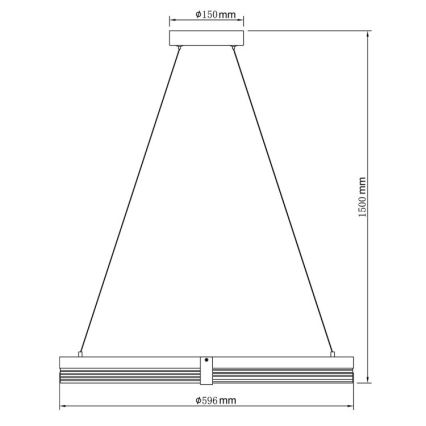 Lampadario a sospensione LED su cavo TRIANGLE LED/40W/230V 3000/4000/6000K Ø 60 cm nero