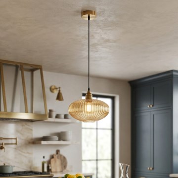 Lampadario a sospensione MILOU 1xE27/15W/230V oro/beige fumé