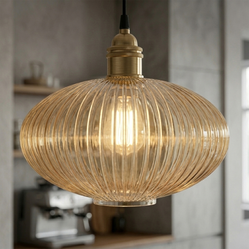 Lampadario a sospensione MILOU 1xE27/15W/230V oro/beige fumé