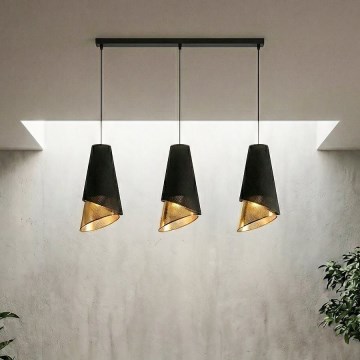 Lampadario a sospensione MODA 3xE27/15W/230V nero/oro