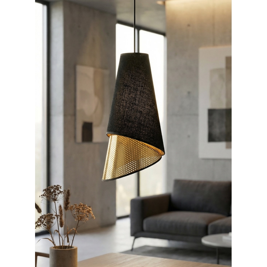 Lampadario a sospensione MODA 3xE27/15W/230V nero/oro