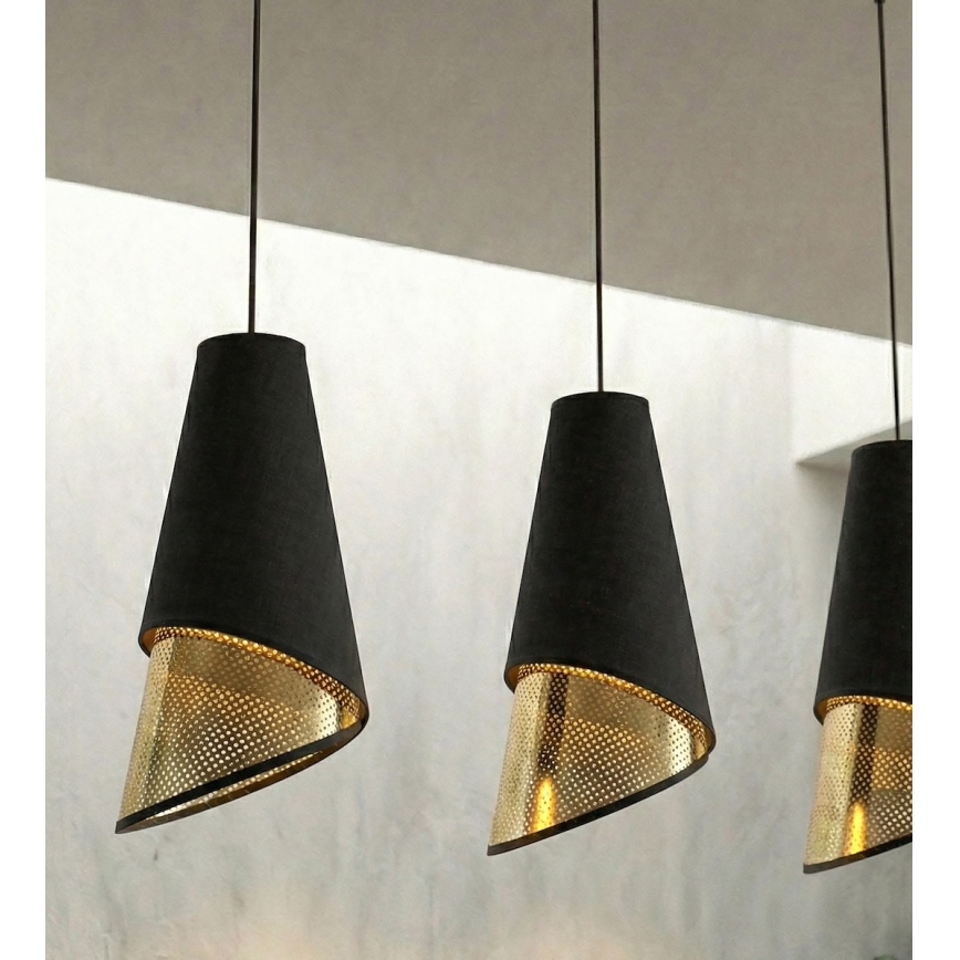 Lampadario a sospensione MODA 3xE27/15W/230V nero/oro