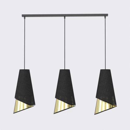 Lampadario a sospensione MODA 3xE27/15W/230V nero/oro