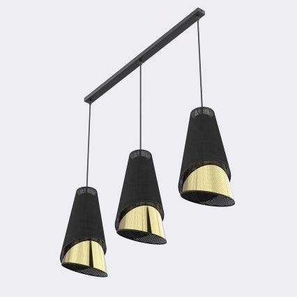 Lampadario a sospensione MODA 3xE27/15W/230V nero/oro
