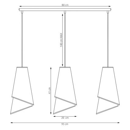 Lampadario a sospensione MODA 3xE27/15W/230V nero/oro