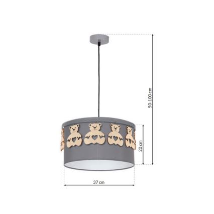 Lampadario a sospensione per bambini BEAR 1xE27/60W/230V