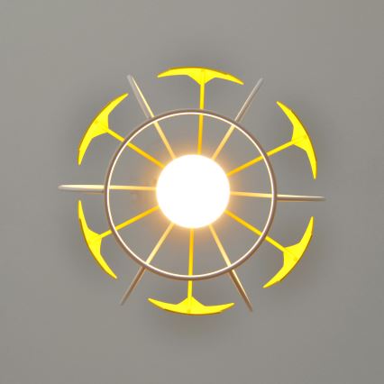 Lampadario a sospensione per bambini STARS 1xE27/15W/230V giallo/bianco