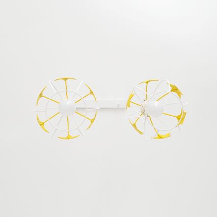 Lampadario a sospensione per bambini STARS 2xE27/15W/230V giallo/bianco