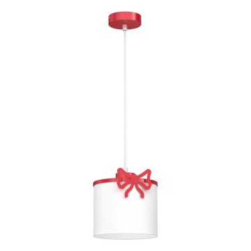 Lampadario a sospensione per bambini SWEET 1xE27/15W/230V bianco/rosso/bow