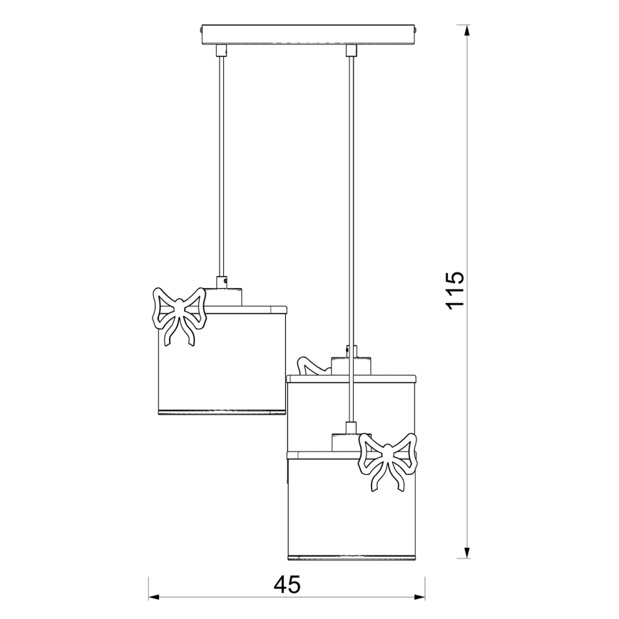 Lampadario a sospensione per bambini SWEET 3xE27/15W/230V bianco/rosa/fiocco