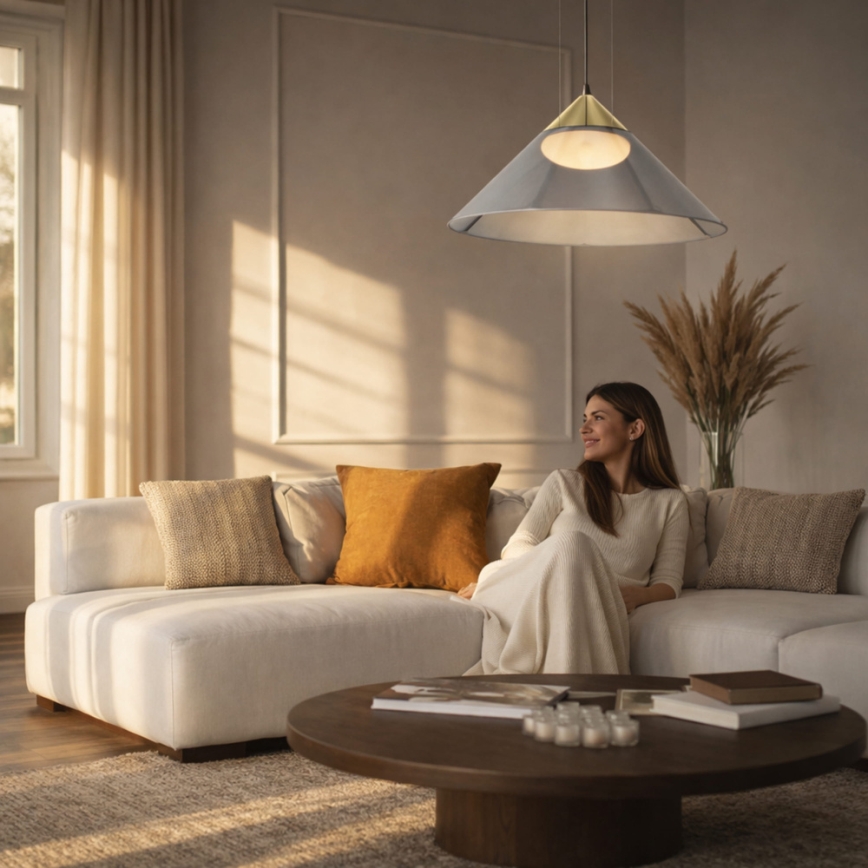 Lampadario a sospensione PRESTO 1xGX53/10W/230V Ø 50 cm oro/grigio fumé