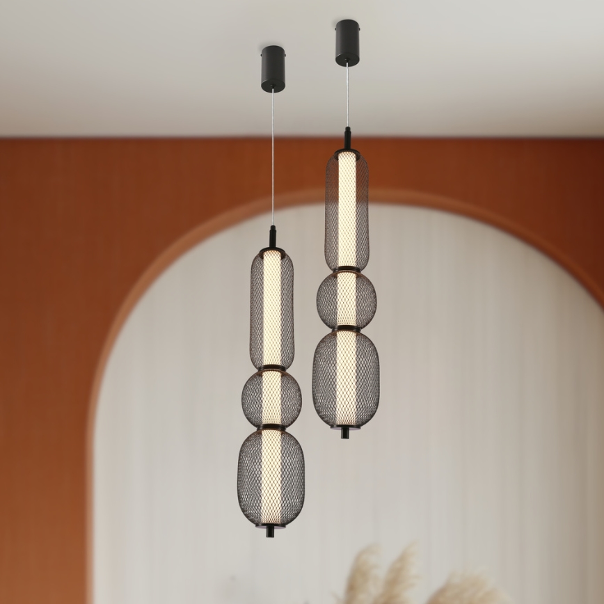 Lampadario a sospensione PUMA LED/15W/230V Ø 14 cm nero